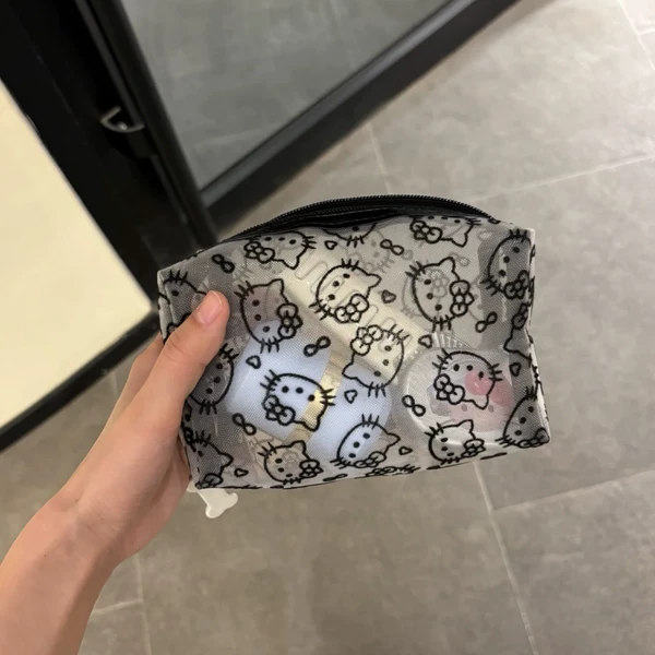 White flocked mesh kitty bag