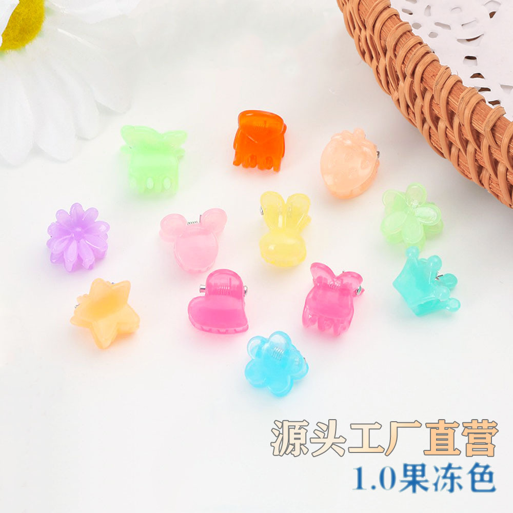 Mini Small Grab Clip Transparent Jelly Color Flower Small Clip Cute Children's Decorative Small Hairpin Bangs Broken Hair Finishing
