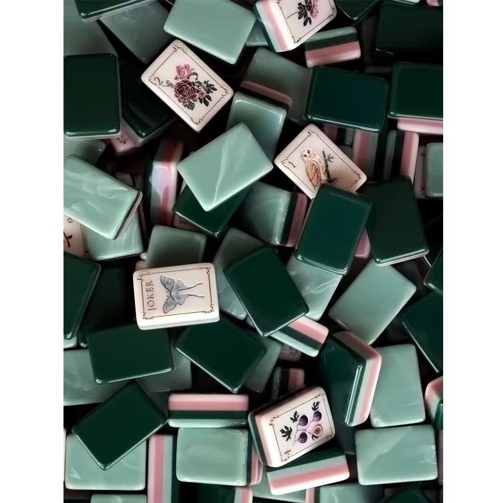 (New product) Fig-patterned acrylic American-style crystal mahjong tiles, color-blocked design, portable for travel, suitable for home use in Europe and America