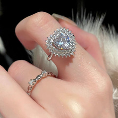 法式滿鑽鋯石愛心戒指女輕奢潮小眾設計高級食指戒甜酷ins冷淡風