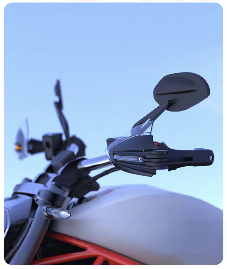 Motorcycle Modification Accessories with Led Light Hand Guard Bow, Universal Windshield Hand Guard Lampshade, Anti-Fall and Windproof Hand Guard