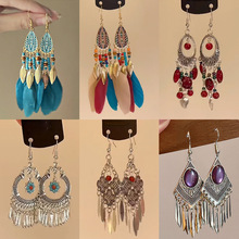 波西米亚复古流苏耳环时尚民族风气质耳钩小众高级感百搭耳饰批发