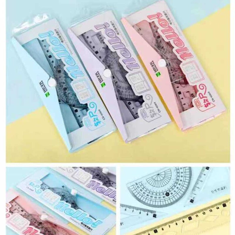 工場卸売新しいクリエイティブ透明定規学生定規三角プレート試験絵画 4 ピース定規卸売|undefined