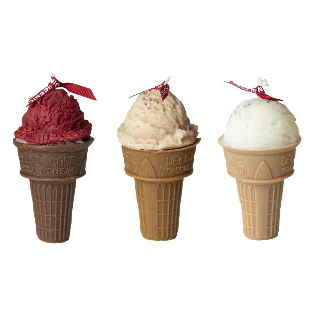 INS estilo hecho a mano de helado forma de cono aromaterapia vela regalo de vacaciones para niños decoración de escritorio adornos