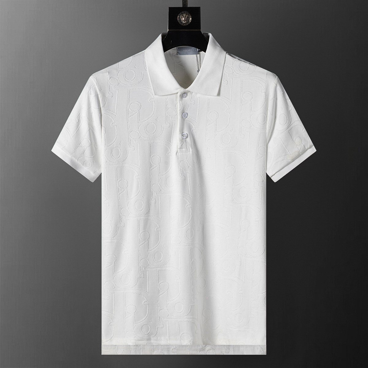 Cross-border versión correcta 26 nuevo polo para hombres color sólido negocios Jacquard casual con solapa de punto manga corta 1