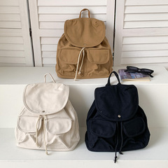 Original Host Canvas Double Shoulder Bag for Girls 2023 New Model Japanese and Korean Style Large Capacity Casual Student School Bag Simple Outdoor Backpack