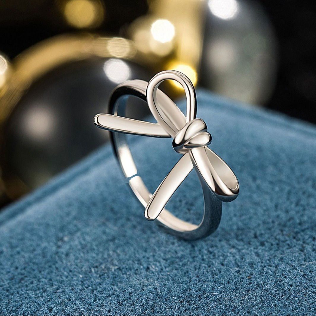 Adjustable Open Band Ring Geometric Bow Alloy Jewelry For Women_voghion.com
