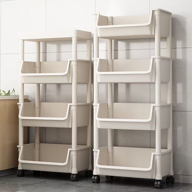 Household Kitchen Trolley Storage Rack, Floor-Standing Multi-Layer Movable Snack Storage Rack, Household Living Room Storage Shelf