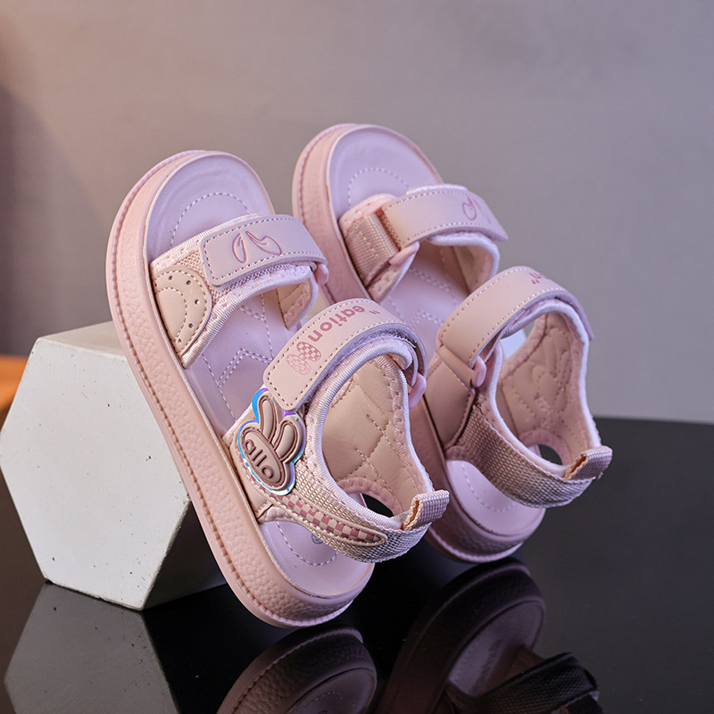 Sandálias para niñas 2026 verano nuevo estilo de moda infantil zapatos casuales variados niños grandes huecos zapatos de princesa de dedo abierto