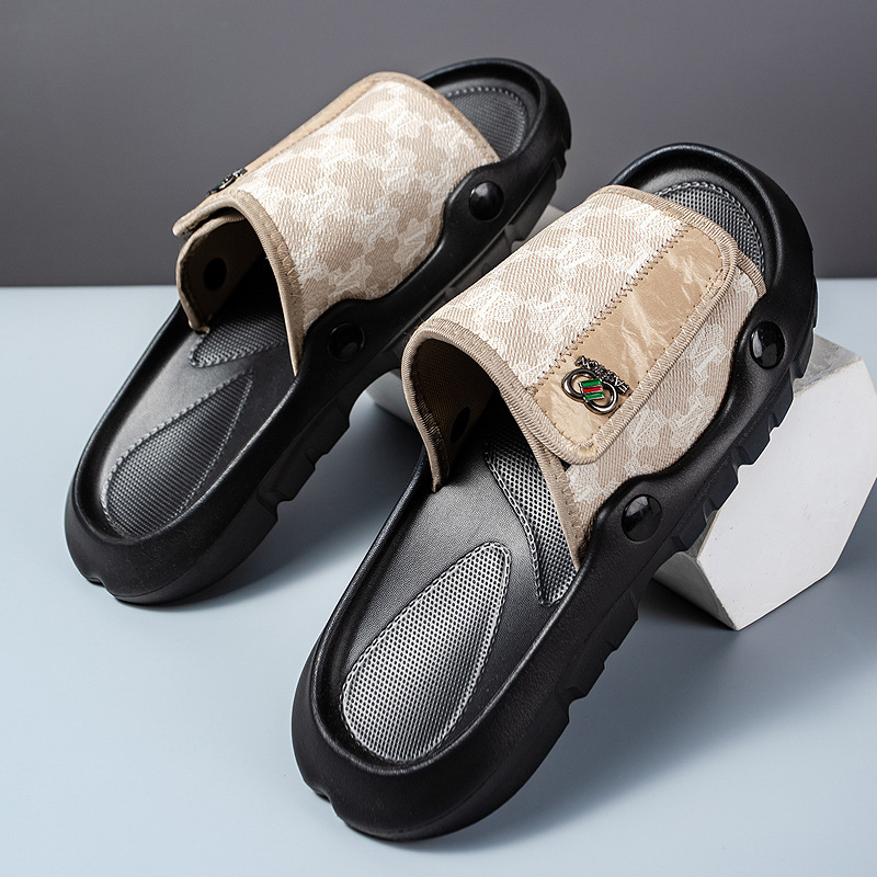 Ventas directas de fábrica nuevas chanclas de moda de suela gruesa al aire libre zapatos de hombre baño con velcro antideslizante zapatillas de hotel al por mayor