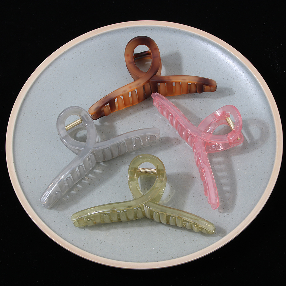 Arylic Material Solid Color Transparent Cross Grip Simple Hair Clip