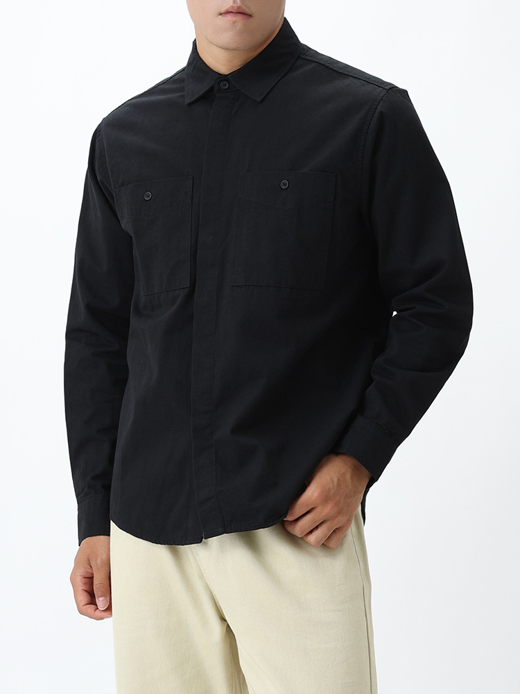 Camisas de trabajo de algodón de alto nivel para hombres 2025 nuevas con solapa casuales sueltas y versátiles camisas de manga larga chaqueta para hombres