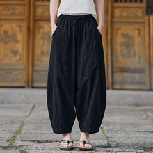 25年夏季唐装汉服搭配中式灯笼裤麻本色中国风休闲裤 K201 565