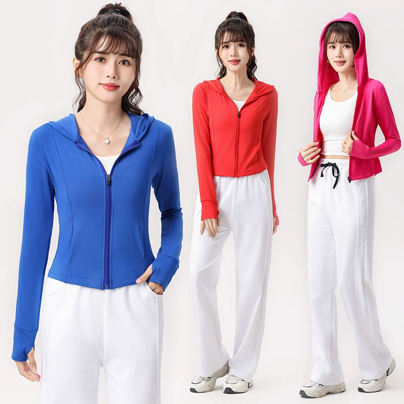 Весенние и летние новые костюмы для танца в форме экструзий с капюшоном кардиган с длинными рукавами спортивные упражнения для тренировок солнцезащитная одежда
