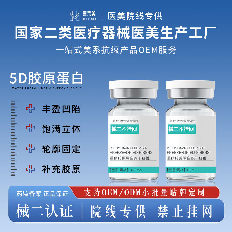 5D one-time forming collagen abundant temple tear groove facial depression method pattern 5D type III collagen