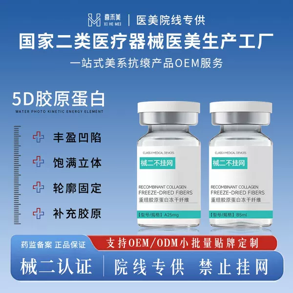 5D one-time forming collagen abundant temple tear groove facial depression method pattern 5D type III collagen