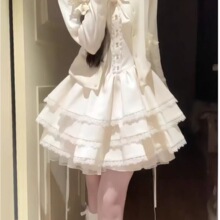 热嘉开春新款法式甜美氛围感超好看开衫外套蓬蓬连衣裙显瘦套装潮