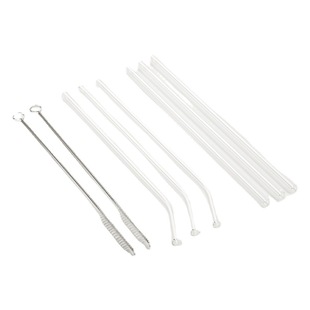 Straight mouth drink juice tableware glass straw transparent suit containing cleaning supplies oblique transparent glass straw