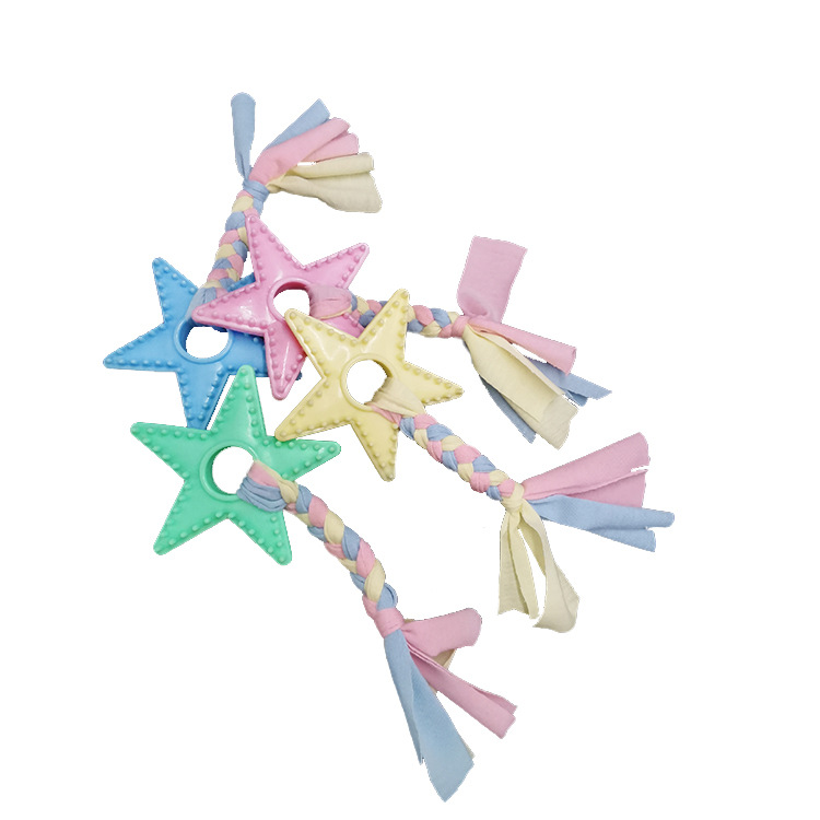 Juguete para mascotas transfronterizo TPR cuerda de algodón tira de tela estrella juguete entrenamiento resistente a mordeduras dientes molares limpieza fábrica de juguetes para perros