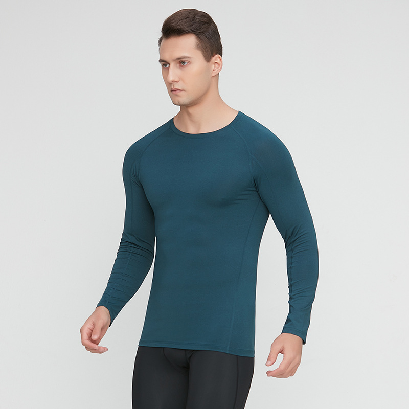 Ropa deportiva para hombre, ropa de compresión ajustada para entrenamiento al aire libre, ropa transpirable de secado rápido para correr y fitness, de manga larga y efecto adelgazante.