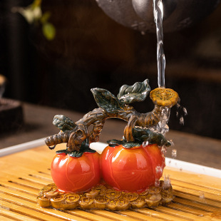 Creative color-changing persimmon mammon tea pet can be raised simulation such as jade cabbage tea set ornaments tea tray decorative tea play wholesale