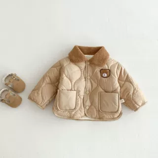 儿童小熊保暖棉服0-5岁冬季韩国童装男女童卡通洋气夹棉外套AY696