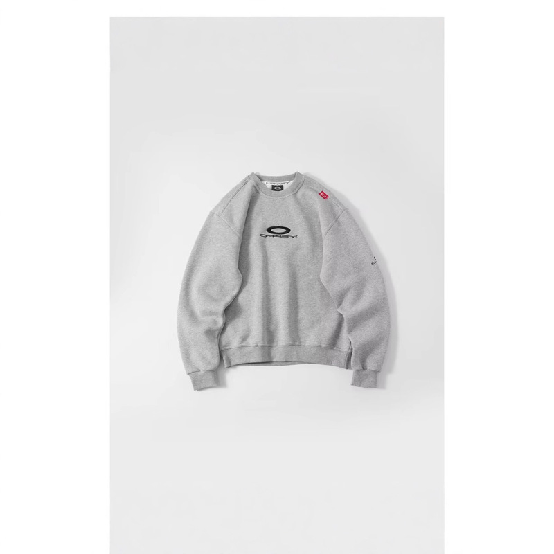 Oakley Oakley Autumn and Winter Basic Round Neck 380g Fleece Long-Sleeved Sweatshirt Logo Embroider Versatile Men and Women Trendy