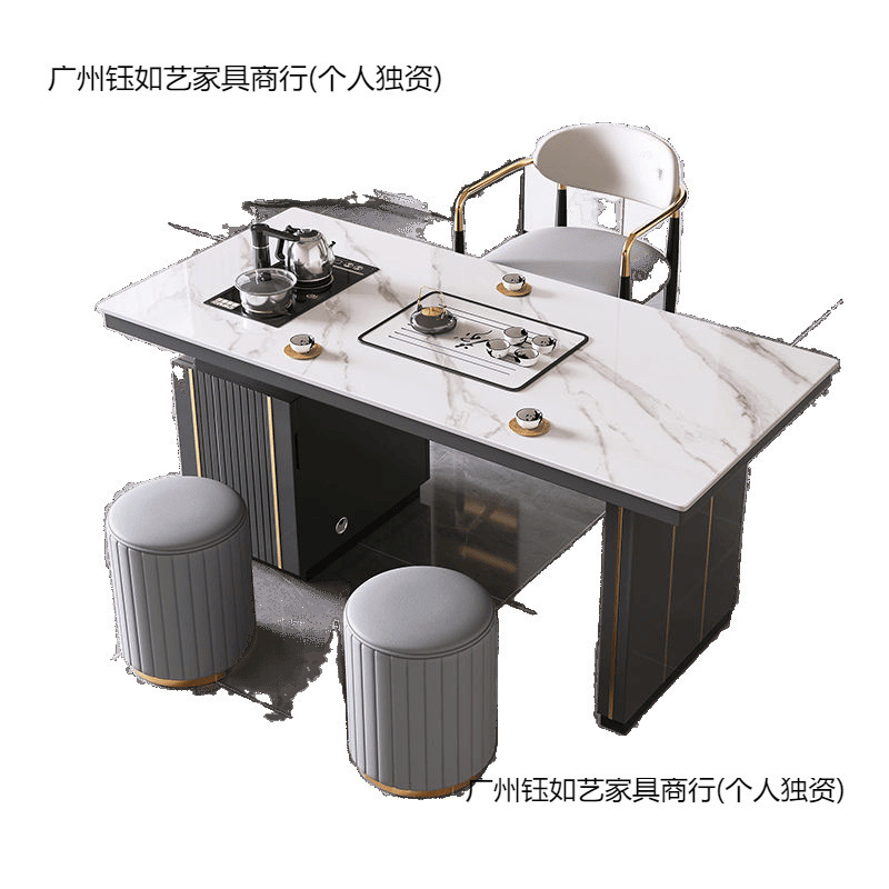 轻奢岩板茶桌一体一整套简约现代办公室功夫茶台一体家用阳台茶桌|undefined