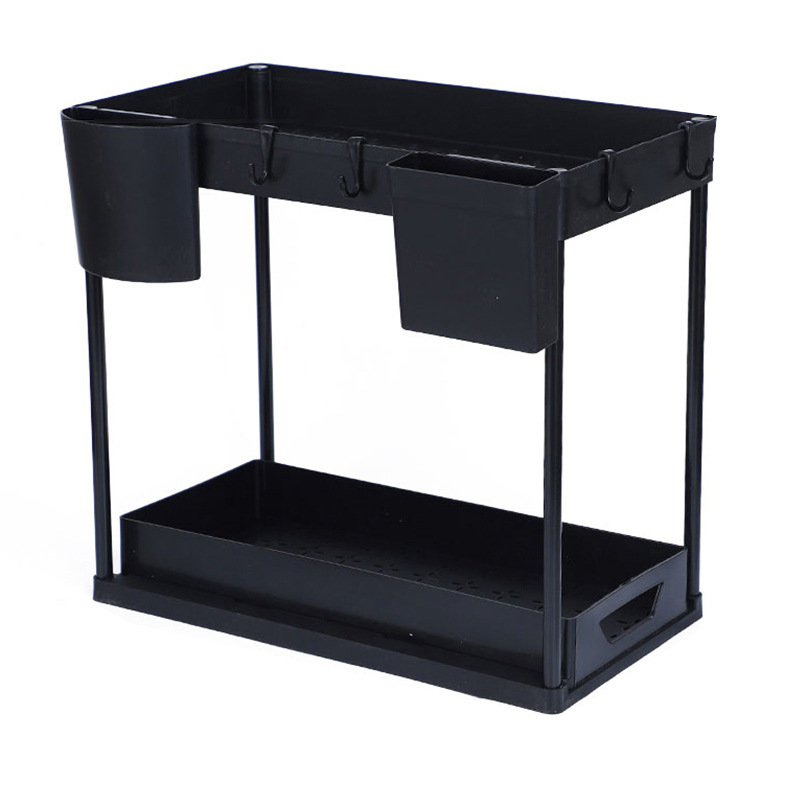 Amazon extraíble mesa de especias estante fregadero de la cocina de almacenamiento extraíble de doble capa de almacenamiento estante de almacenamiento condimento rack de almacenamiento image 7