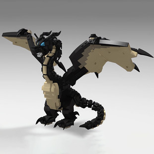 C9561 Black Flying Dragon Castle Guardian Dragon 704 Particle Assembled Building Blocks Moc