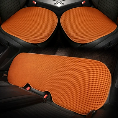 Car Seat Cushion Ice Silk Three-Piece Set Single Piece Summer Cooling Cushion Rear Seat Cushion Universal Car Seat Cushion (Seat cushion, seat cover) - orange-single-chip