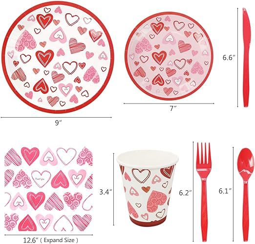 Valentine's Day Sweet Pastoral Heart Shape Paper Family Gathering Party Festival Tableware display picture 2