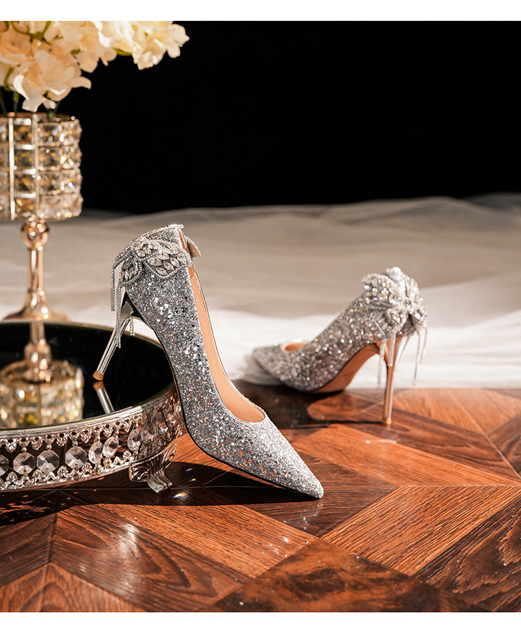 Glitzer High Heels Mit Schleife Und Strass Für Partys_voghion.com