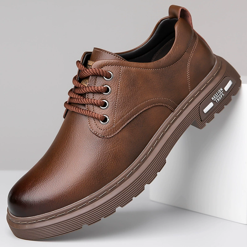 Весенняя Новая мужская кожаная обувь, Мужская Рабочая обувь с большим носком, повседневные короткие сапоги с низким верхом, модная обувь, мужская обувь Martin