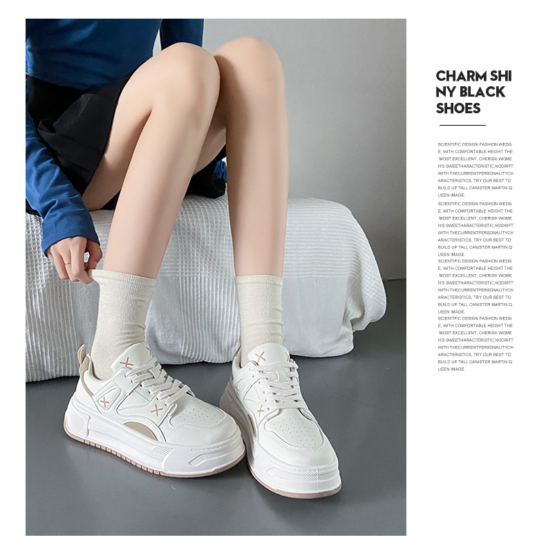 2024 début du printemps nouvelle édition coréenne petites chaussures blanches femme Instagram étudiant sport et loisirs chaussures de planche chaussures de tir de rue semelle épaisse_voghion.com