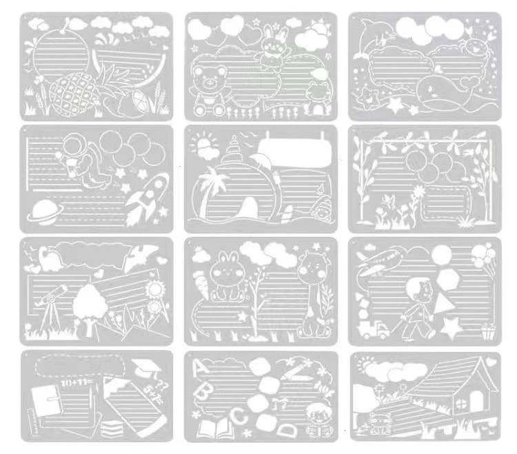 鏤空手抄報模板小學生A4全年節日繪畫畫植樹清明端午節繪畫尺