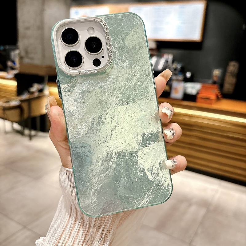 Apple 17 Pro Max用スマホケース IMD錫箔模様 iPhone17ラインストーンレンズ 13/14保護ケース 12対応|undefined