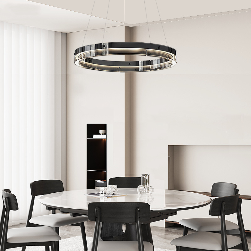 Iluminación de sala de estar minimalista italiana círculo de alta gama nueva lámpara de la sala de estar diseñador de lámparas de sala de comedor