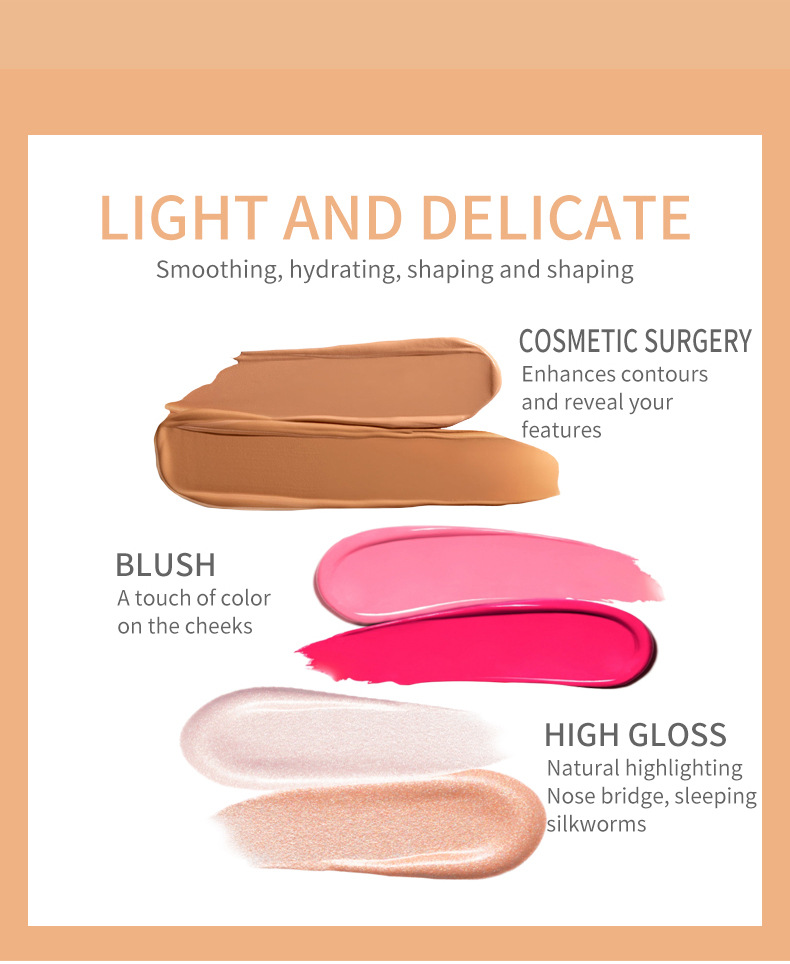 VIBELY Multi-functional Highlighter Contour Brightening Shadow Stick Waterproof Blush Stick Three-dimensional Nose Shadow Cross-border Makeup undefined