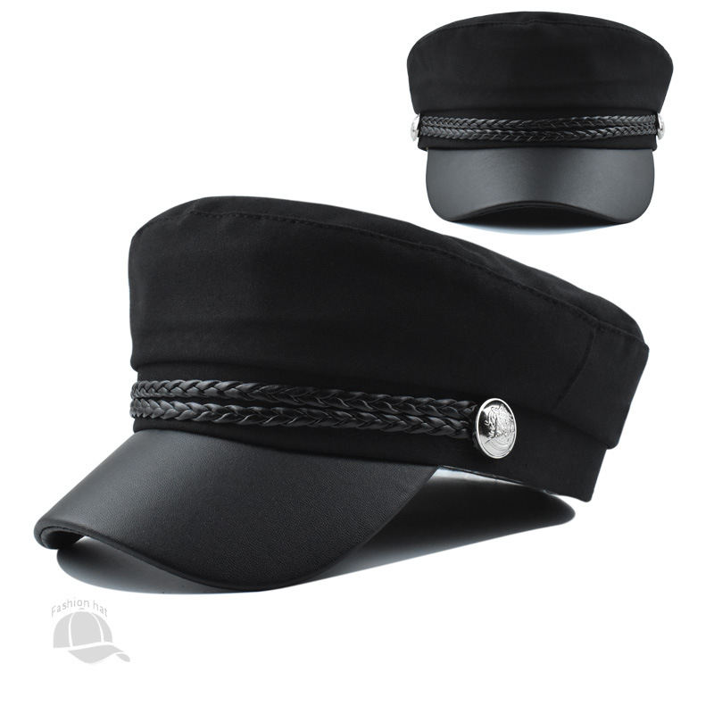 Women's Vintage Style Simple Style Solid Color Curved Eaves Military Hat display picture 3