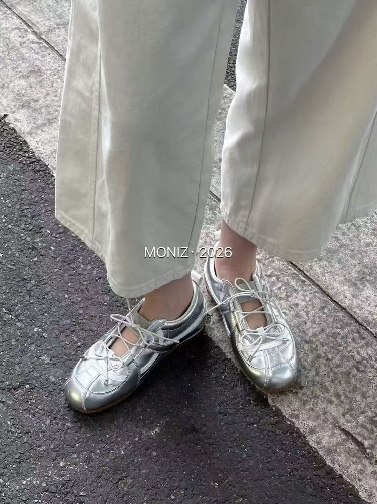 5cm Height Increasing Sweet Girl German Training Women Genuine Leather Korean Style Sports Ballet Mary Jane Silver_vogvips.com