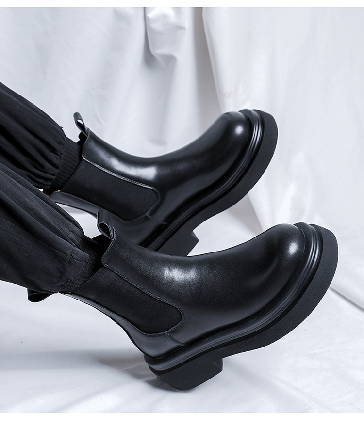 English style autumn and winter plush new mid cut boots, handsome motorcycle Martin boots 5015-R_voghion.com