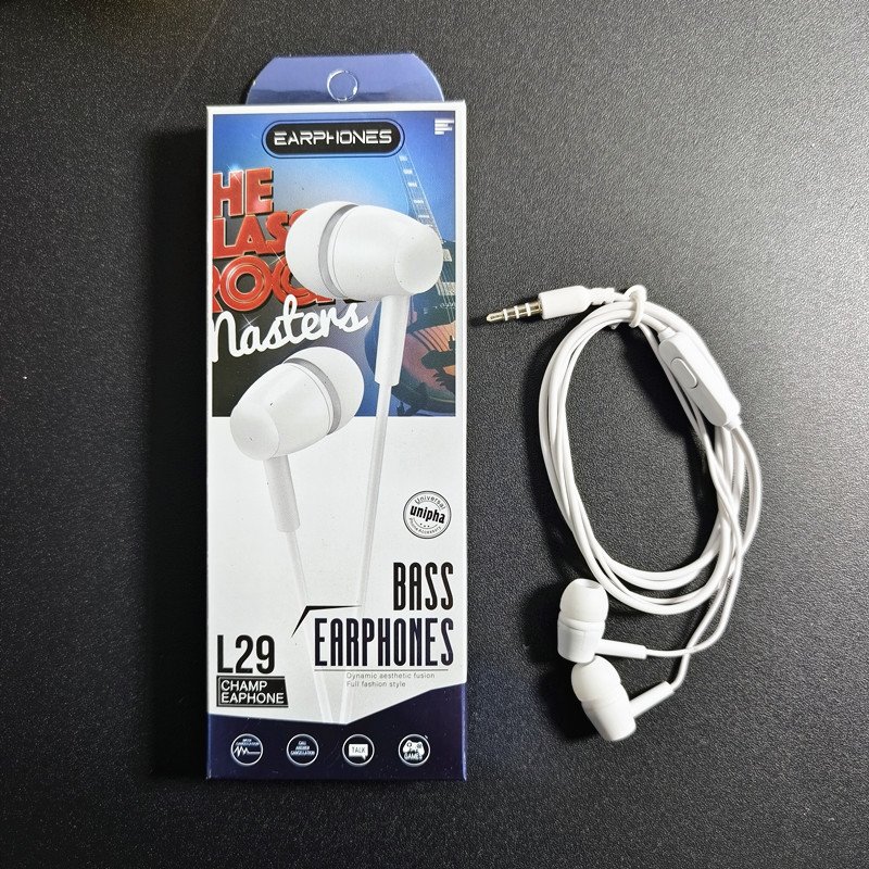 Comercio exterior transfronterizo L29/D21/U19 auriculares estéreo con cable con micrófono fábrica directa de pelo en stock suministro