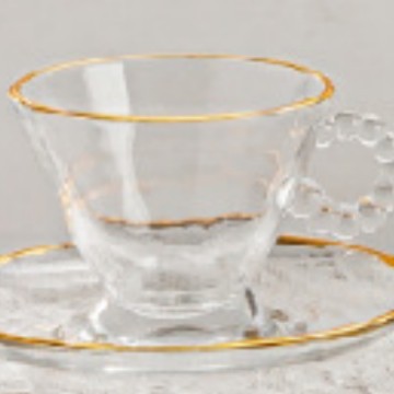 Juego de Taza y Plato de Té de Vidrio Transparente para Desayuno y Té de la Tarde
