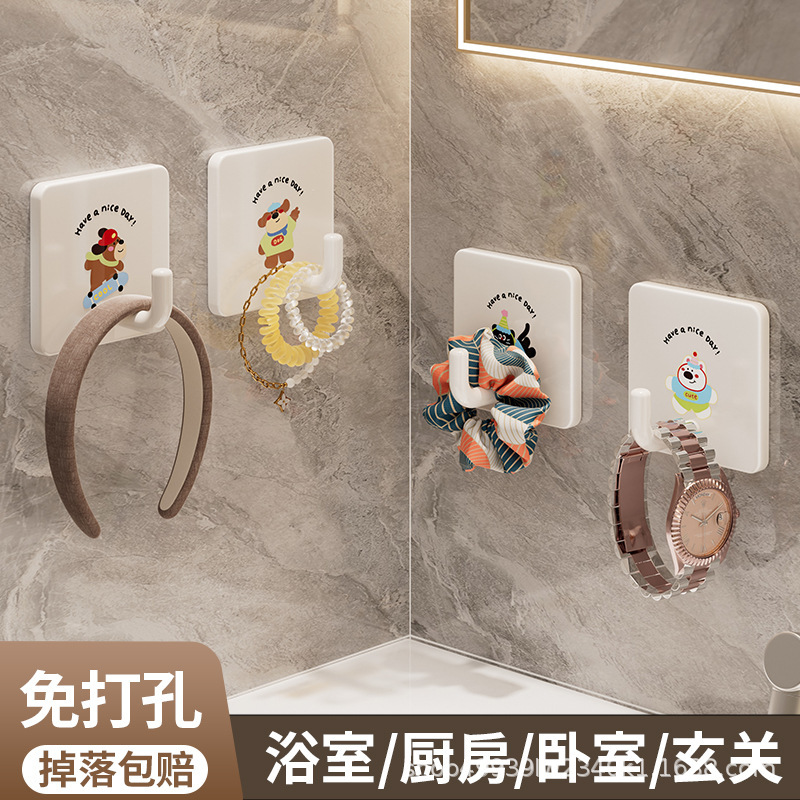 Stainless Steel Hook Strong Adhesive Kitchen Wall Load-Bearing Wall Hanging Hook Punch-Free Metal Extended Adhesive Hook Hook