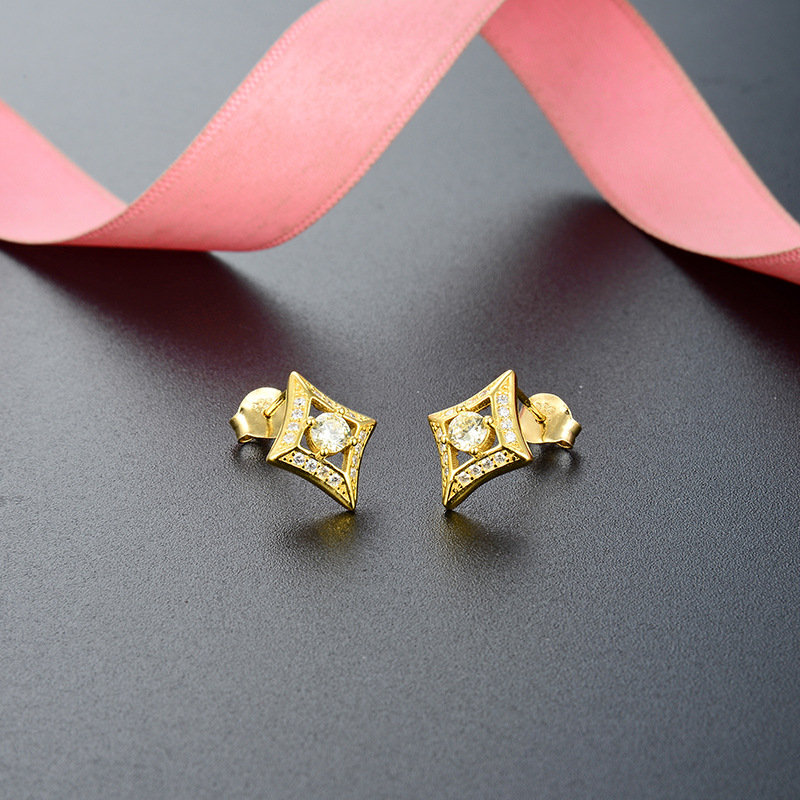 Pendientes de accesorios de diamantes frescos Corea del Sur Dongdaemun s925 pendientes de circón de plata