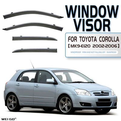 Suitable for Toyota Corolla Sport Window Visor (Rain shield) - standard-packaging-without-logo-corolla-hatchback-mk9-e120-2002-2006-silver-bright-strip-rain-shield-corner-protector-packaging