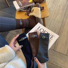 欧品秋冬洋気靴下皮ボタンアクセサリー重工靴下女性中筒春秋個性山レトロins中筒