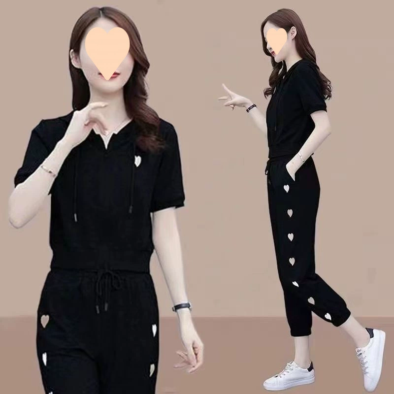 Спортивный костюм Norns Girl: летний комплект с капюшоном, брюки на резинке, короткий рукав 2025