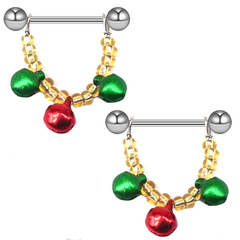 Gabby's European and American Cross-Border Bell Charm Nipple Ring Christmas Series Nipple Ring Breast Decorator Nipple Pin Stainless Steel Nipple Ring Manufacturer